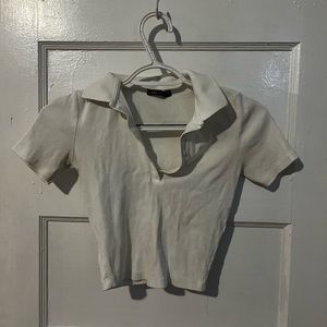 Cropped, ribbed polo